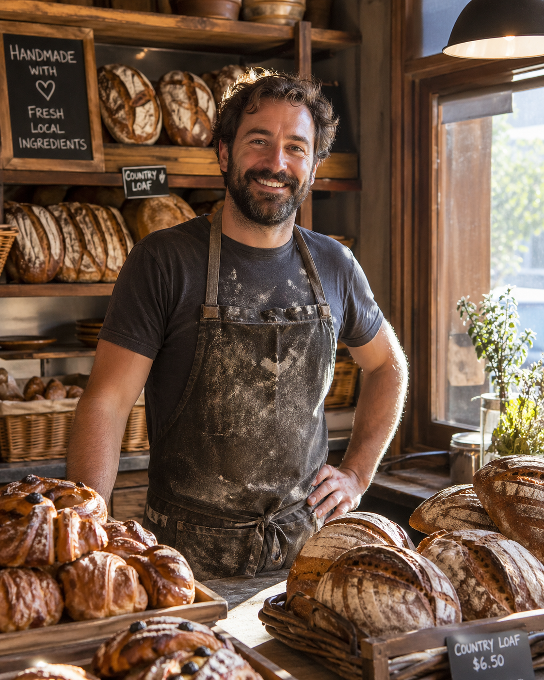 Artisan baker at work in the kitchen